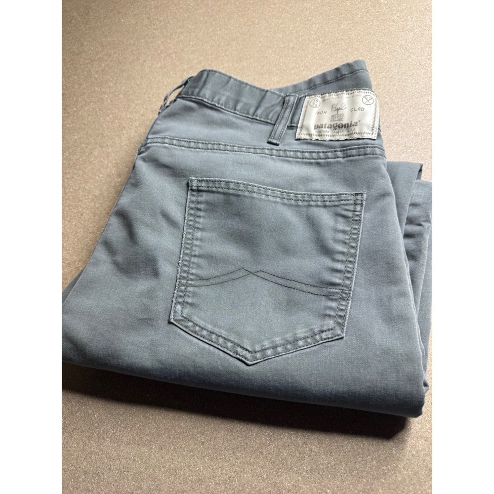 Patagonia Iron Clad Organic Cotton Gray Straight Leg Pants 36x32 Mens 5-Pocket
